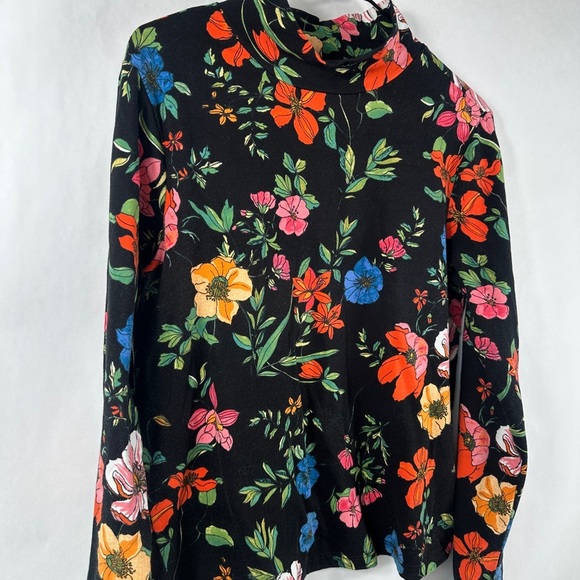 Maeve Tops - Maeve Floral Mock Neck Long Sleeve Shirt Womens Size Petite Medium